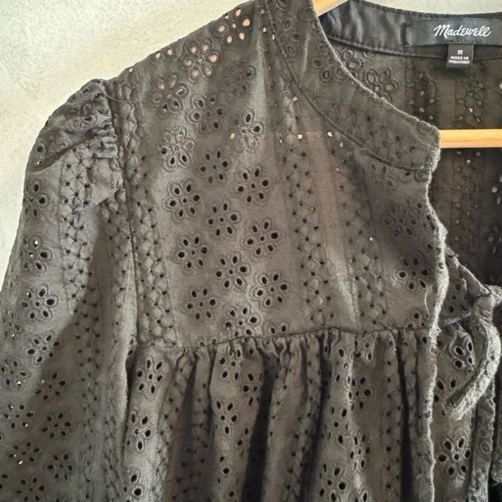 Madewell - Black Eyelet Blouse - Size M
